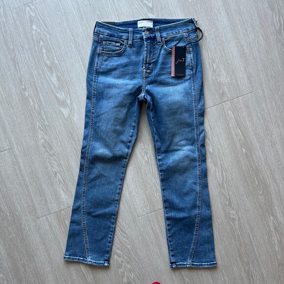 Jen 7 Ankle Straight Jeans Womens Size 0 Sculpting Blue - Picture 1 of 12